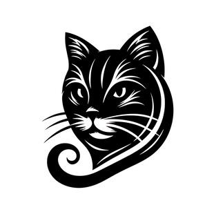 黑猫头像简约矢量图案