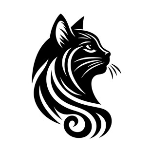 简约黑猫轮廓图案设计