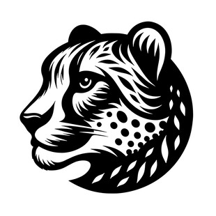 猎豹头部黑白简约图案