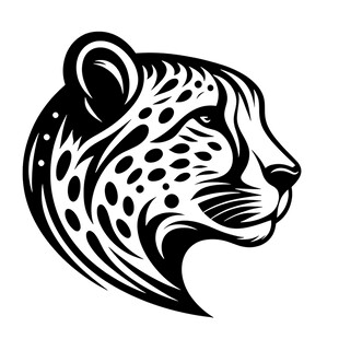 猎豹头部黑白简约图案