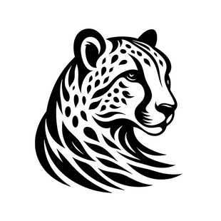 猎豹头部黑白简约矢量图