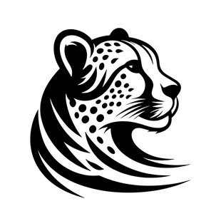 猎豹头部黑白简约图案