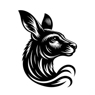 袋鼠头部简约线条艺术图案