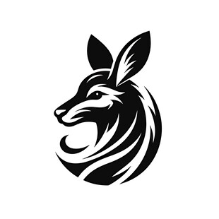 袋鼠头部简约黑白标志