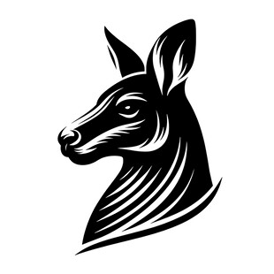 袋鼠头部简约黑白徽标