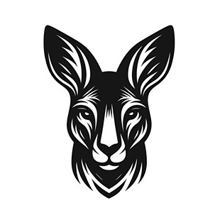 袋鼠头部简约黑白矢量图