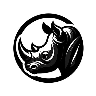 犀牛圆形黑白简约标志