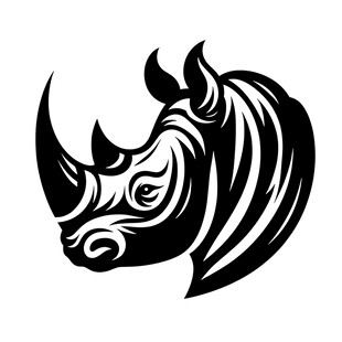 犀牛头部黑白简约标志