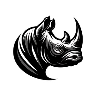 犀牛头部黑白矢量图标
