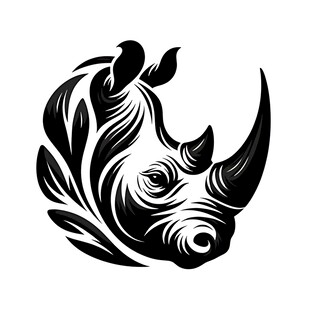 犀牛简约黑白艺术头像