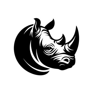 犀牛头部黑白简约徽标