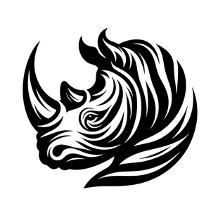 犀牛黑白线条艺术头像