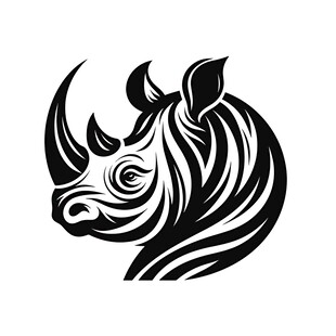 犀牛黑白线条艺术头像