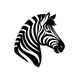 斑马头部黑白简约图案