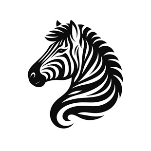 斑马头部黑白线条艺术图案