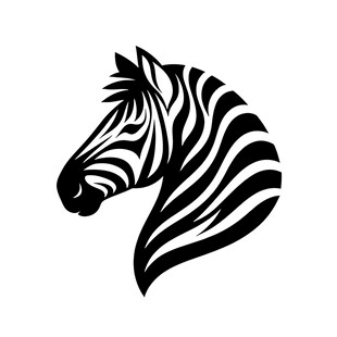 斑马头部黑白简约图案