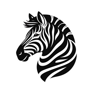 斑马头部黑白简约矢量图