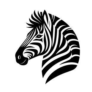斑马头部黑白简约图案