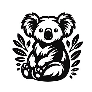 可爱考拉与枝叶图案