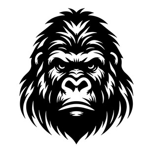 黑白色大猩猩头部标志