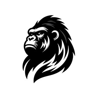 黑白色调大猩猩头部标志