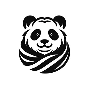 熊猫简约黑白线条标志