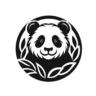 熊猫叶纹圆形图案