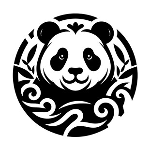 熊猫圆形中式花纹图案