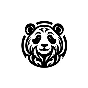 熊猫简约黑白线条标志