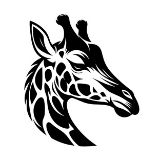长颈鹿黑白轮廓头像