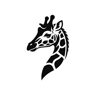 长颈鹿简约黑白头部图案