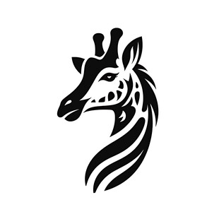 长颈鹿简约黑白线条头像