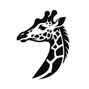 长颈鹿头部简约黑白图案