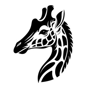 长颈鹿头部黑白简约图案