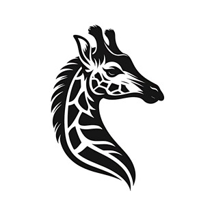 长颈鹿简约黑白线条图案