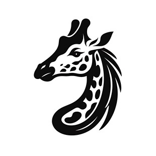 长颈鹿简约黑白头部图案