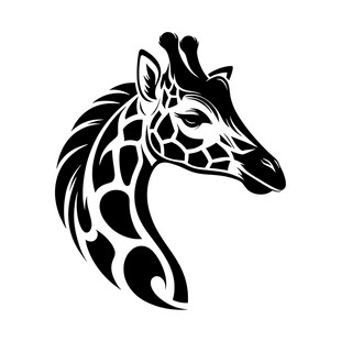 长颈鹿黑白简约头部图案