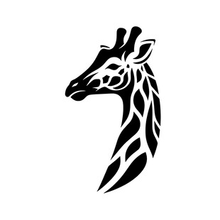长颈鹿简约黑白轮廓图标