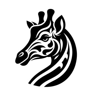 长颈鹿头部简约黑白图案