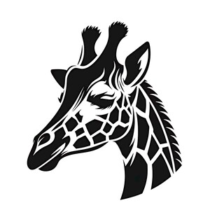 长颈鹿头部黑白简约图标