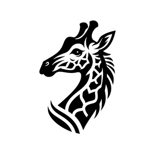 长颈鹿简约黑白标志图案