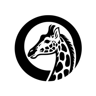 长颈鹿简约黑白标志图案