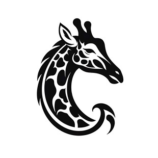 长颈鹿简约黑白图案设计