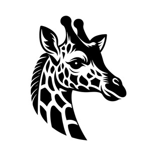 长颈鹿头部黑白简约图案