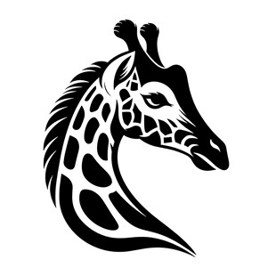 长颈鹿简约黑白轮廓图案