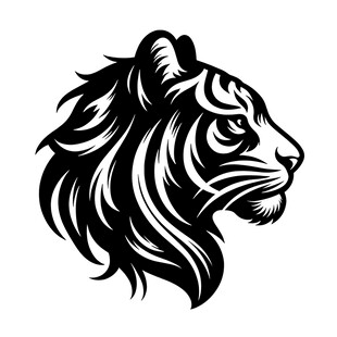 老虎头部黑白艺术图案