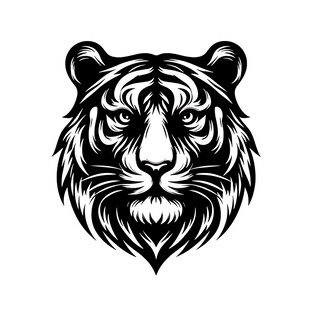 老虎头部黑白简约图案