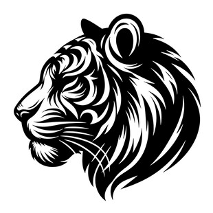 老虎头像黑白简约图案