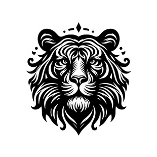 老虎头黑白艺术图案