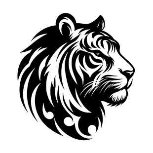 老虎头像黑白艺术图案